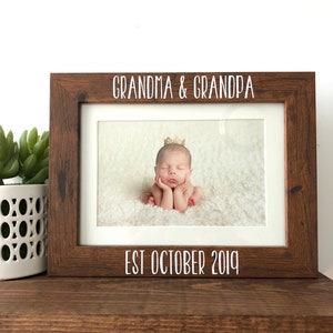 New Grandparent Gift Picture Frame // Newborn Picture Frame // Grandma and grandpa est date // Gift for Grandparents // Birth Announcement image 1