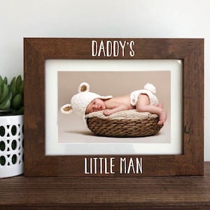 Daddy&#39;s Little Man Picture Frame, Brown Picture Frame, Gift for Dad, Gift Ideas for Dad, Kids Room Decor, Nursery Decor