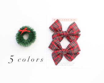 Plaid Pinwheel Pigtail Set. Pigtail Bow Set. Christmas Hair Bow Set. Plaid Hair Bows. Toddler Hair Bows. Baby Bow Set. Pigtail Hair Bows