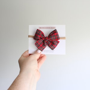 Small Plaid Pinwheel Bow. Small Pinwheel Headbands. Baby Bow Headbands. Newborn Headbands. Christmas Baby Bows. Toddler Hair Bows. Hair Clip