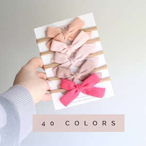 Schoolgirl Hair Bow. Small Linen Headband. Pink Hair Bows. Blush Hair Bows. Baby Bow Headbands. Girl&#39;s Hair Bows. Hair Bow Clips. Baby Clips