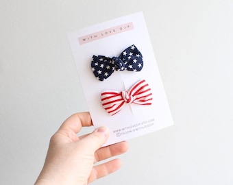 Lazos para coletas para niñas pequeñas Lazo para el cabello con la bandera estadounidense Conjunto de coletas Accesorios para el cabello Lazos para coletas con la bandera estadounidense Clips para lazos para el cabello para niñas pequeñas Lazo para el cabello