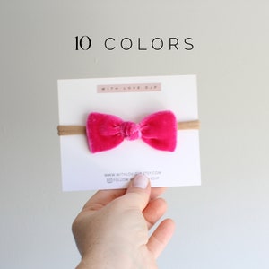 Velvet Baby Bow Headband. Velvet Hair Bows. Knot Bows. Baby Headbands. Small Baby Bows. Velvet Christmas Hair Bows. Toddler Bows