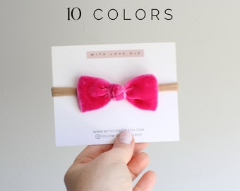 Velvet Baby Bow Headband. Velvet Hair Bows. Knot Bows. Baby Headbands. Small Baby Bows. Velvet Christmas Hair Bows. Toddler Bows