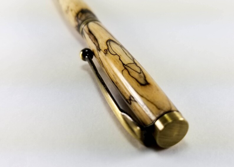 Handcrafted Slim Pen Antique Brass Spalted Tamarind Wood