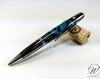Handcrafted Sierra penna | Turchese ricciolo nero acrilico | Festa presente