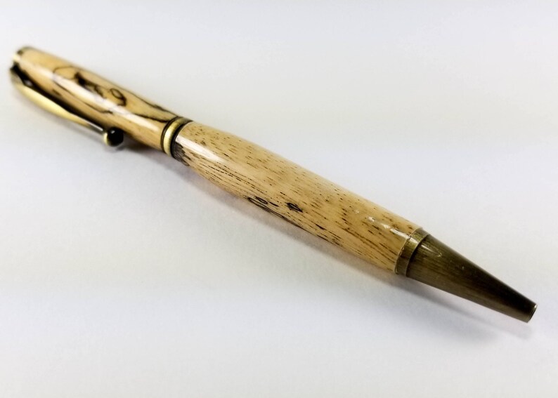 Handcrafted Slim Pen Antique Brass Spalted Tamarind Wood