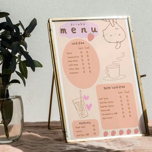 Cardápio de Café, Cardápio de Cafeteria, Modelo, Lista de Preços, Cardápio Bonito de Café, Cardápio Bonito de Cafeteria, Cardápio Editável do Canva