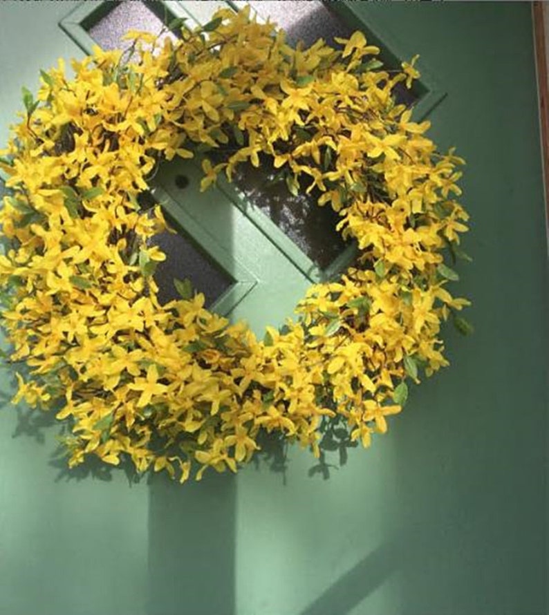 HZ09 5pcs Yellow Silk Flower Forsythia for Spring