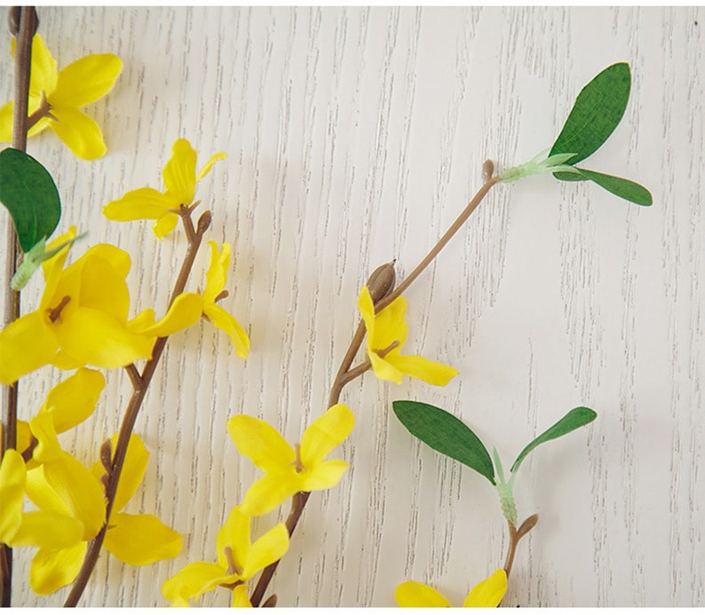 HZ09 5pcs Yellow Silk Flower Forsythia for Spring