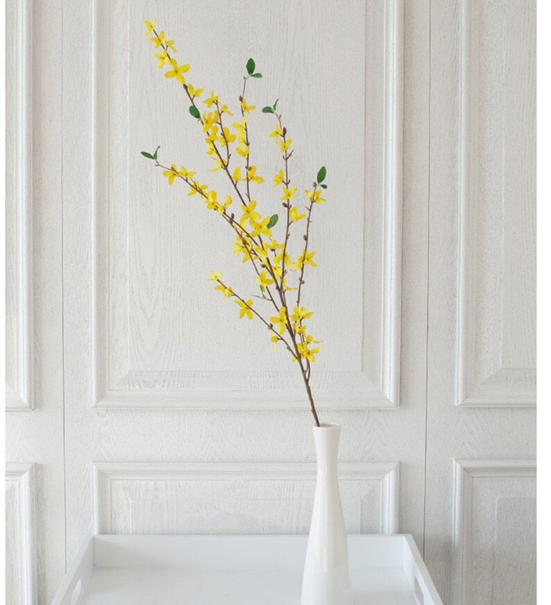 HZ09 5pcs Yellow Silk Flower Forsythia for Spring