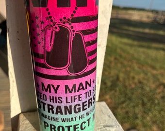 20oz Skinny Veteran  Wife Tumbler Sublimation