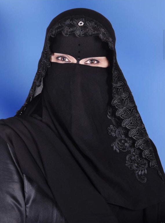 Two piece Niqab in Black style #1