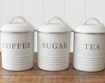 Red White Canisters Etsy