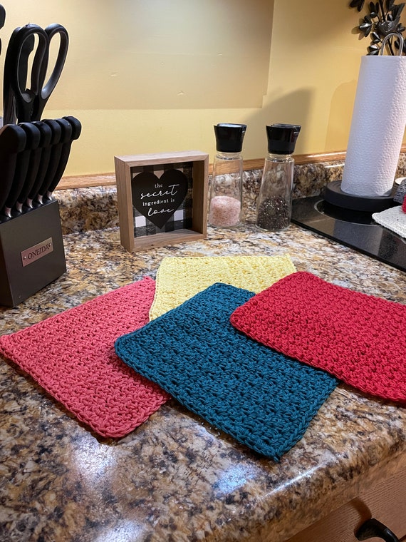 SETS of Crochet Washcloths, Cotton Dishcloths, Washcloths, Dish Rags, 9x9in  