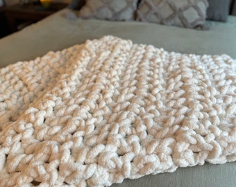 Chunky Crochet Blanket, Soft Handmade Chunky Blanket, Large Blanket