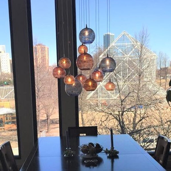ABSTRACT-blue-amber-glass pendants-BUBBLES-blown glass colored pendant-lighting-led-modern-farmhouse--dining-chandelier-staircase-lighting