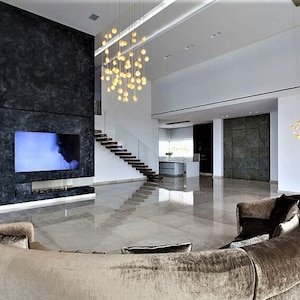 Modern Reef pendants Chandelier in living room on rectangular canopy