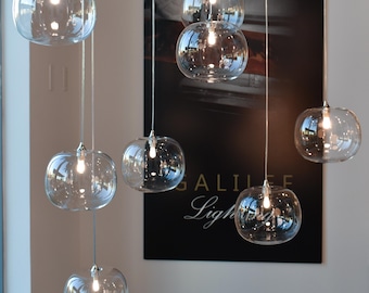 Lustre Globo de Vidro Bolha: Luminária Pendente LED Soprada à Mão