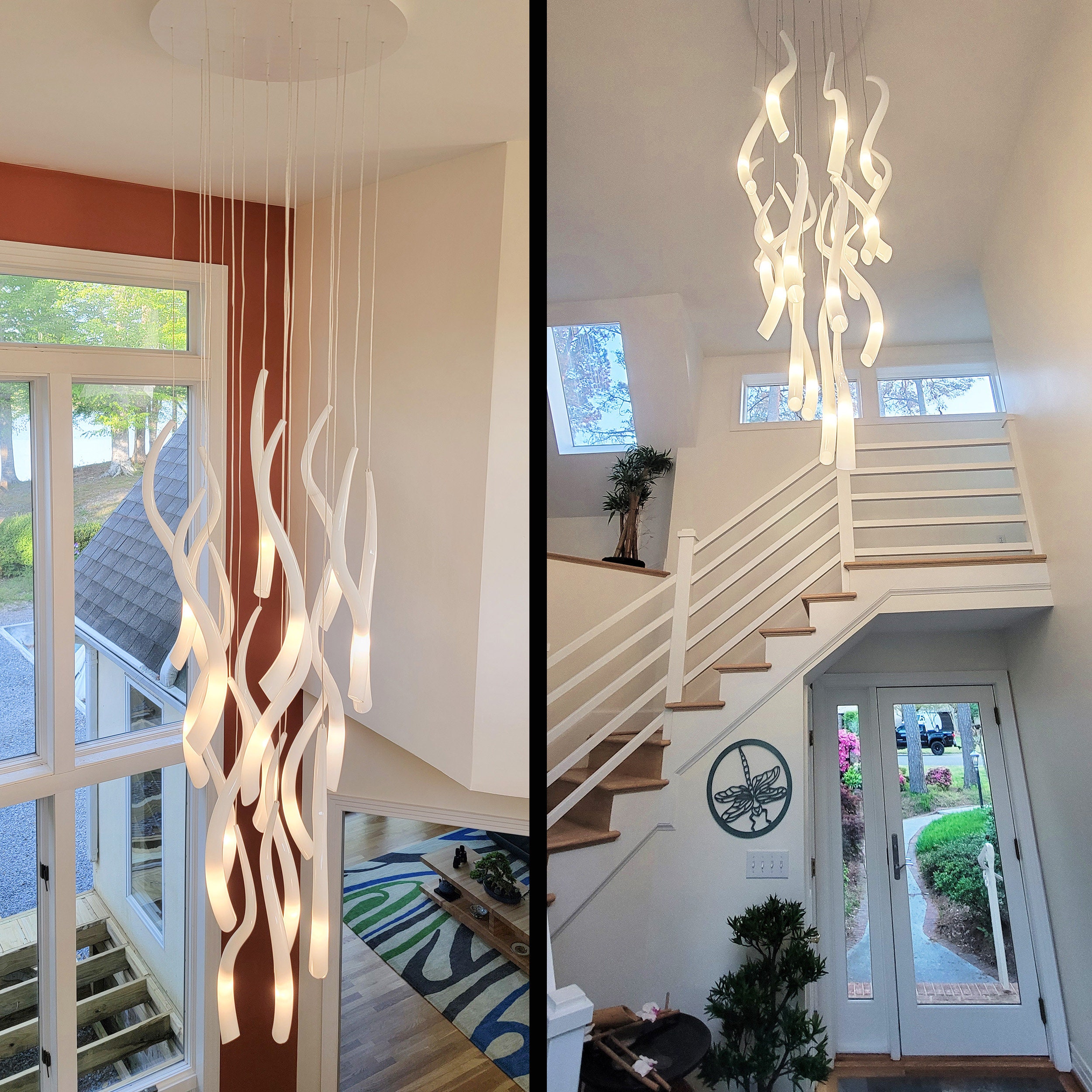 Contemporary murano glass led chandelier Modern glass foyer