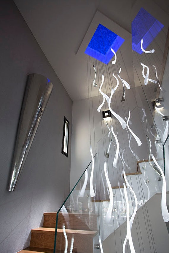 Contemporary murano glass led chandelier Modern glass foyer