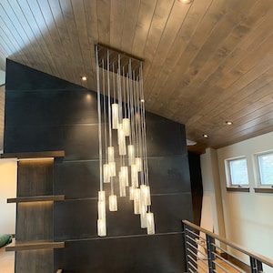 Staircase chandelier-lighting High ceiling staircase lighting led-RIPPLE | led-chandelier, modern-two-story-foyer-chandelier-modern-lighting