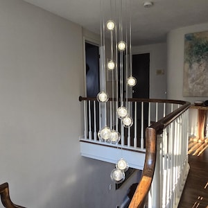 Light fixture-hand-blown clear inner webbed glass globe lighting pendant chandelier available in three colors | REFLECTION BREEZE |