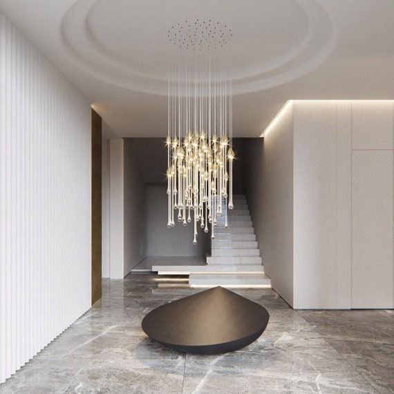 Led-modern-staircase-stairwell-chandelier-ferraro-custom-dining-chandelier-lighting  Crystal-chandelier-led-contemporary-art-glass-lighting 