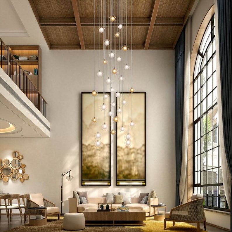 Modernstaircasechandelier Lightingtwo Story Foyer Etsy