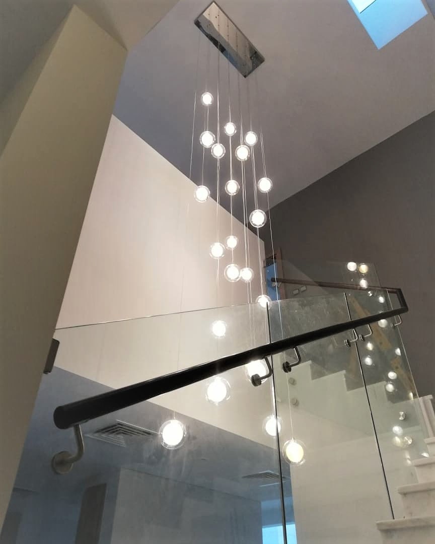 Salle à manger-lustre-moderne-éclairage-Éclairage LAVA Escalier  Soufflé-verre-éclairage-contemporain-lustredeux étages-foyer éclairage -   Canada