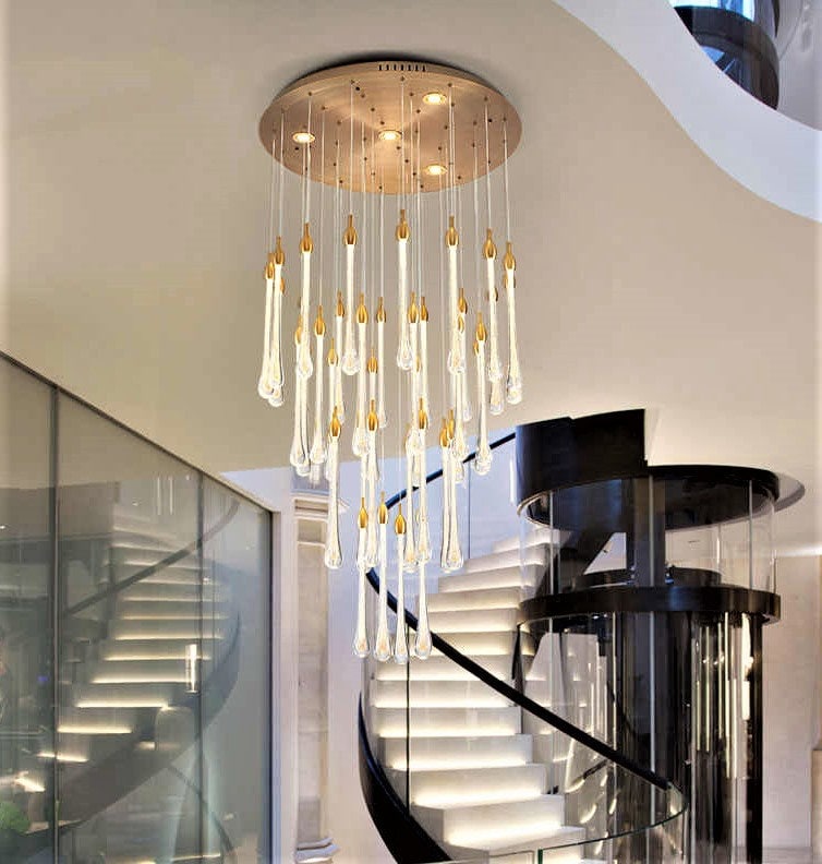 Led-modern-staircase-stairwell-chandelier-ferraro-custom-dining