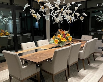 Dancing Leaves MURANO GLASS Chandelier lights - Hand-crafted glass leaves -entryway-dining-Modern-dining-light-fixture-foyer-chandelier. LED