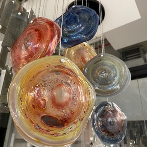 Abstract-modern-staircase-chandelier-REEF | Colored-art-glass-led-chandelier, elegant-two-story-chandelier-art milk-glass-pendant-lighting image 12