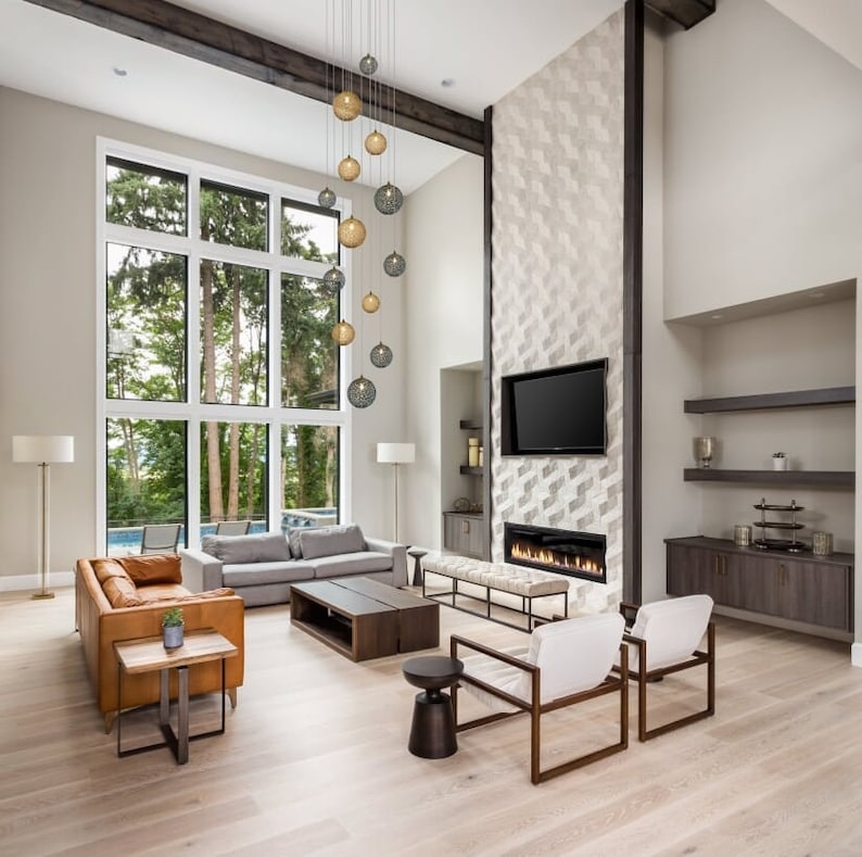 Two-story-foyer blown-glass-lighting-NAPA Amazing-long-art-pendant-lighting-modern-dining-lights-staircase-chandelier-grey-lighting-led. image 1