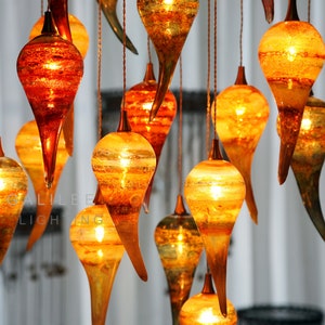 ITALIAN-STYLE CHANDELIER |Harmony| Staircase-lighting-custom-blown-glass-pendant-lighting art-chandelier-light-hand-painted-glass-chandelier