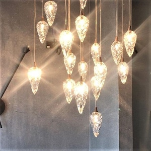 RAIN CHANELIER-MODERN-Two-story-foyer-chandelier-lighting-led-blown-glass-pendant-lighting-two-story-staircase-chandelier-dining lights led