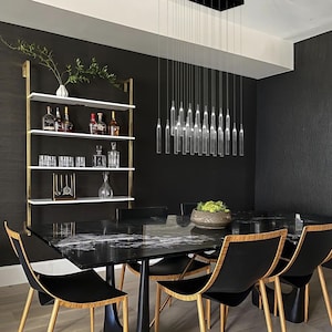 Modern-dining room-chandelier | CRISTALLI | Beautiful-blown-glass-pendant-lighting-led-staircase-chandelier, clear glass | Foyer, living