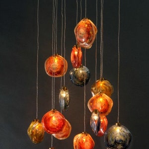 Hand-blown Reef pendants in mixed colors