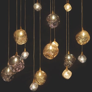 Irregular-globe-pendant-light-AURORA-Modern- staircase-chandelier-lighting smoke grey lighting-led-contemporary-dining-chandelier-lighting