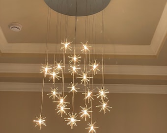 Modern-dining-table-Foyer-chandelier-light-led | STAR CHANDELIER |two-story-staircase-chandelier Blown-glass-art-lighting
