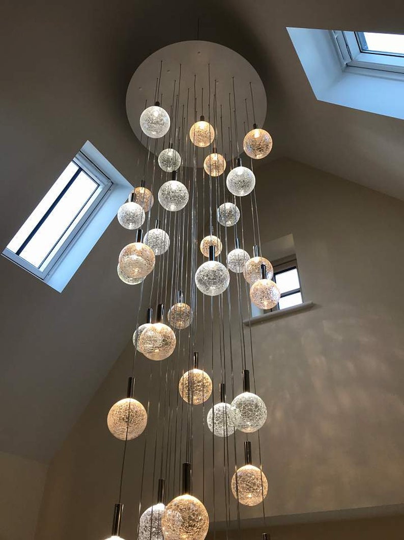 Two-story-foyer blown-glass-lighting-NAPA Amazing-long-art-pendant-lighting-modern-dining-lights-staircase-chandelier-grey-lighting-led. image 9
