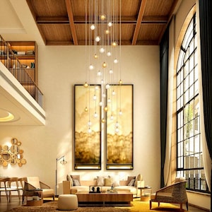 Modern-staircase-chandelier lighting-Two story foyer chandelier-Clear blown glass pendant lighting contemporary tall chandelier- REFLECTION
