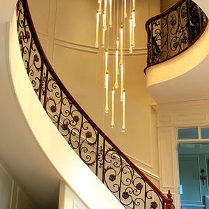 LED-Modern-staircase-stairwell-chandelier-FERRARO-custom-dining-chandelier-lighting crystal-chandelier-led-contemporary-art-glass-lighting