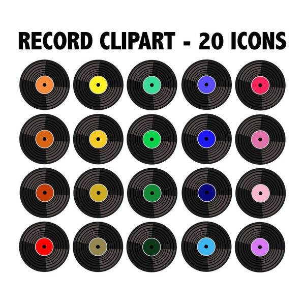 RECORD CLIPART  retro music turntable records icons 80s 70s 60s