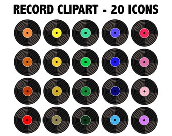 RECORD CLIPART  retro music turntable records icons 80s 70s 60s