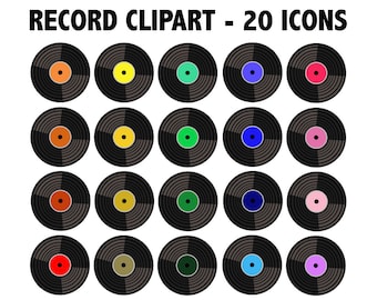 RECORD CLIPART  retro music turntable records icons 80s 70s 60s