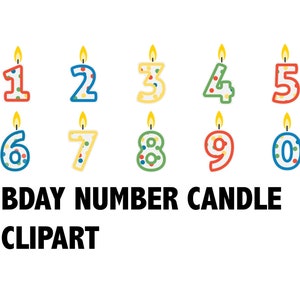 GEBURTSTAGSKERZE CLIPART - Zahlen Kerzen Bilder - Kindergeburtstag Party Alter Kerzen