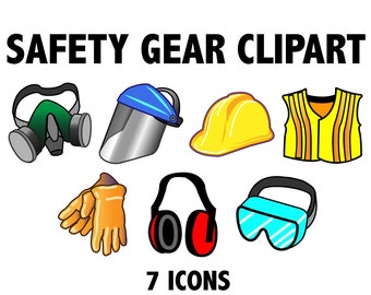 SAFETY GEAR CLIPART - Hats, Masks, and Protection - construction zone printable workshop icons - instant download