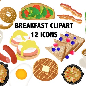 ONTBIJT &BRUNCH clipart iconen Eieren clip art restaurant Diner wafelworst ober serveerster Instant Download