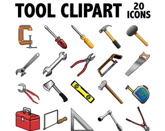 TOOLS CLIPART Druckbare Konstruktion Ausstattung Icons Handymann Clipart Schraubendreher Hammersäge Werkzeugkasten Level und mehr!
